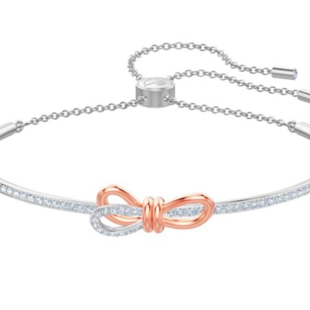 COPY - SWAROVSKI COLLECTION LIFELONG BOW BANGLE, WHITE, MIXED PLATING